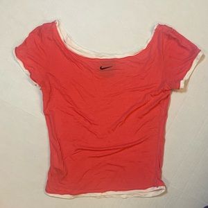 Nike Dri Fit Salmon Pink Cropped Short Sleeve T-Shirt - Small